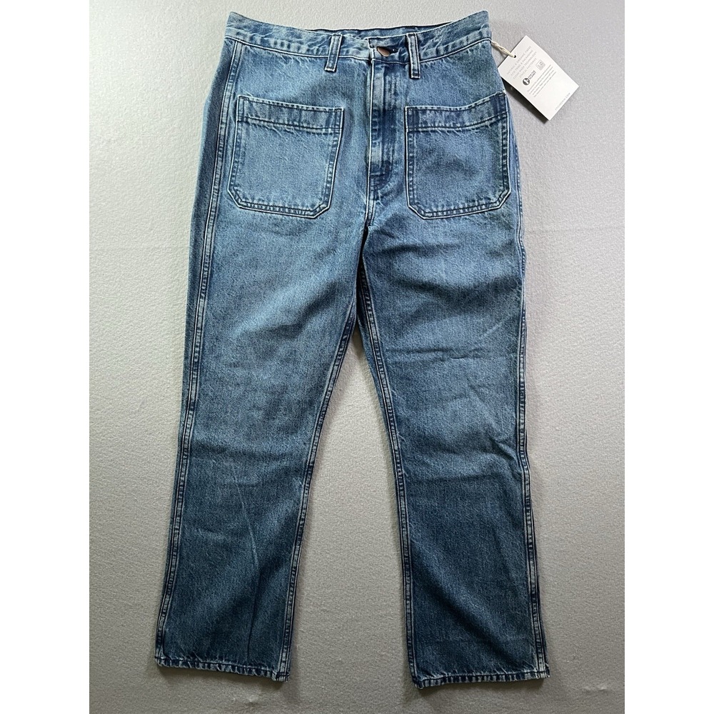 Etica Women's 27 (28x27) Josie Mid Rise Relaxed Straight‎ Front Pocket 70s Jeans